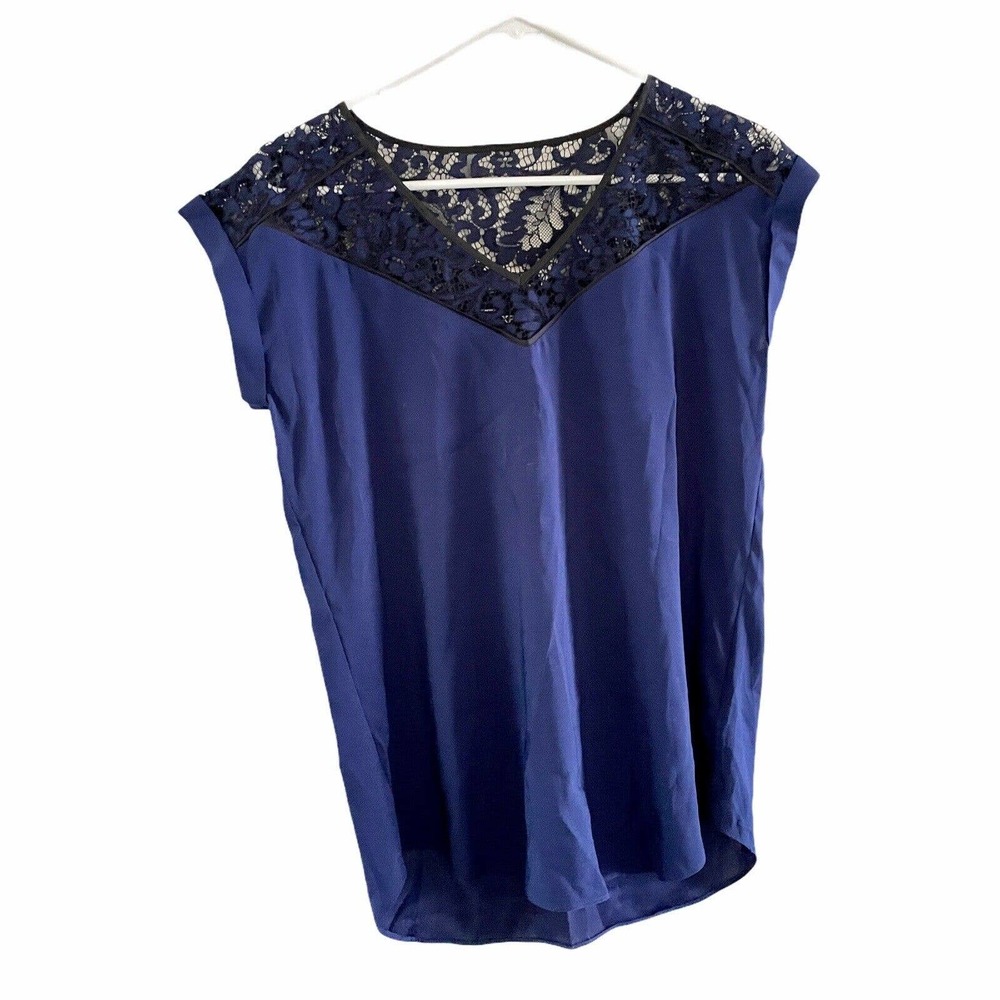 Express Blue  Lace Satiny Blouse Size S NWT!